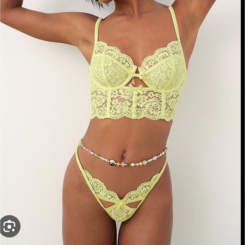 ❤️🍋SALE NWT For Love & Lemons Creamsicle Bustier Top and Thong Set 🍋